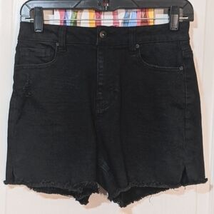 True Craft Real Cheeky Black Frayed Denim High Waisted Short Shorts Women's 9